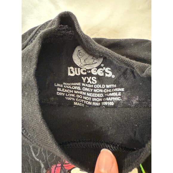 BUC-EES Halloween Skeleton Glow N Dark Black T-Shirt Front / Back Graphic Kid XS - Picture 5 of 10